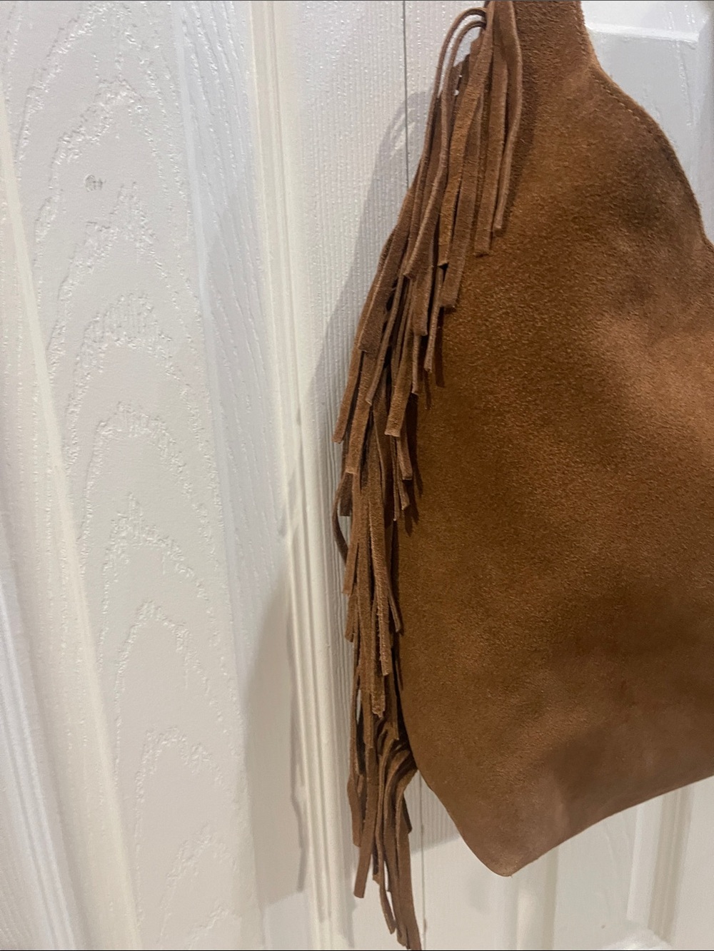 Haute Hippie Suede Fringe Hobo Bag in Brown new with tags - Picture 3 of 12